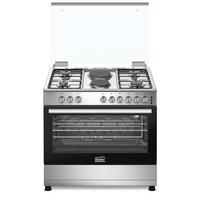 Simfer Gas & Electric Cooker, 90x60 cm, 4 Gas Burners, 2 Electric Burners, Stainless Steel