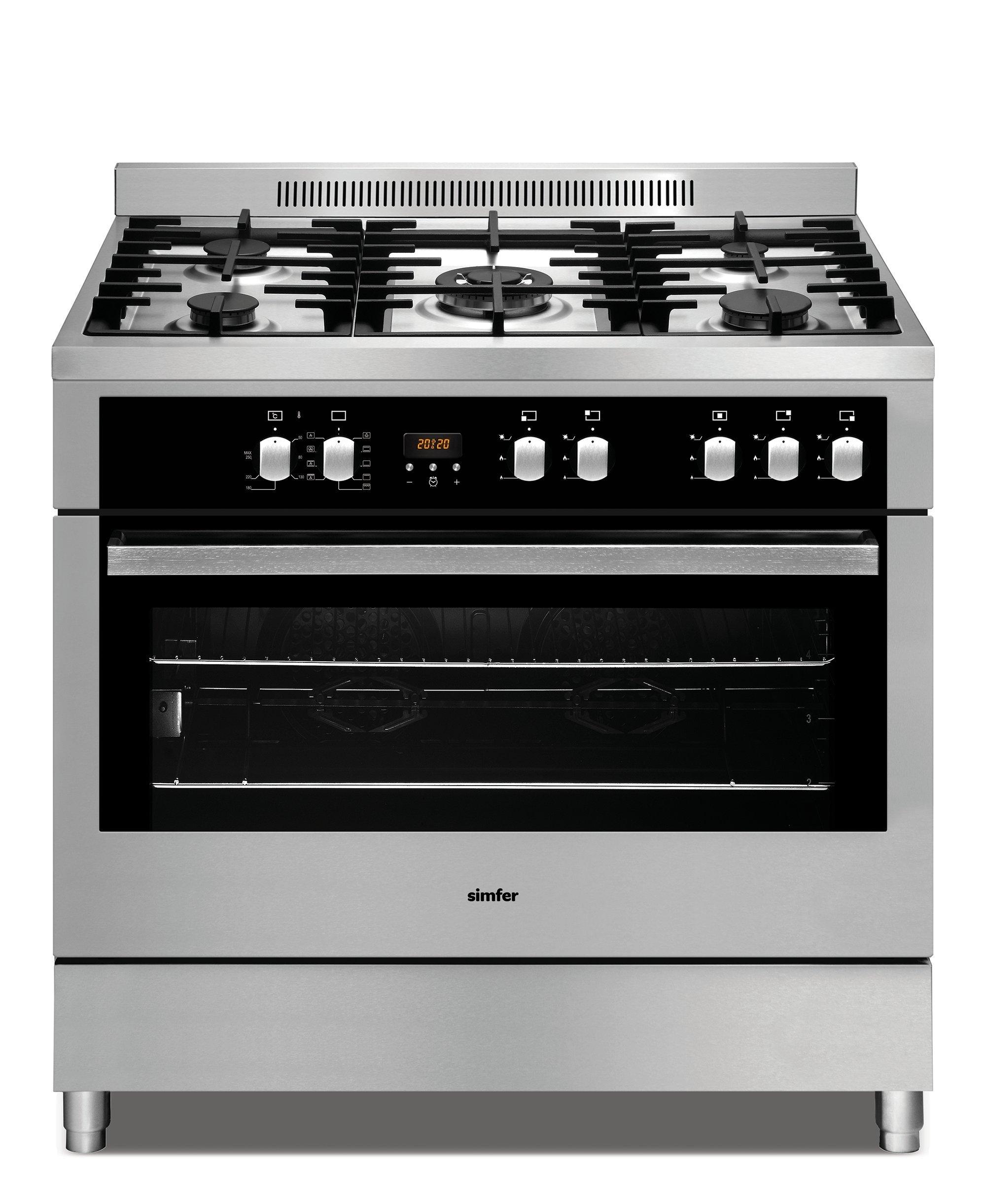Simfer 90x60 Gas Cooker 5 Burners Full Safety Full Inox eXtra