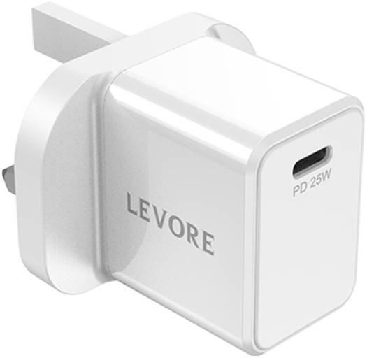 Buy Levore ,Wall Charger ,25W ,Fast Charging Adapter, White in Saudi Arabia