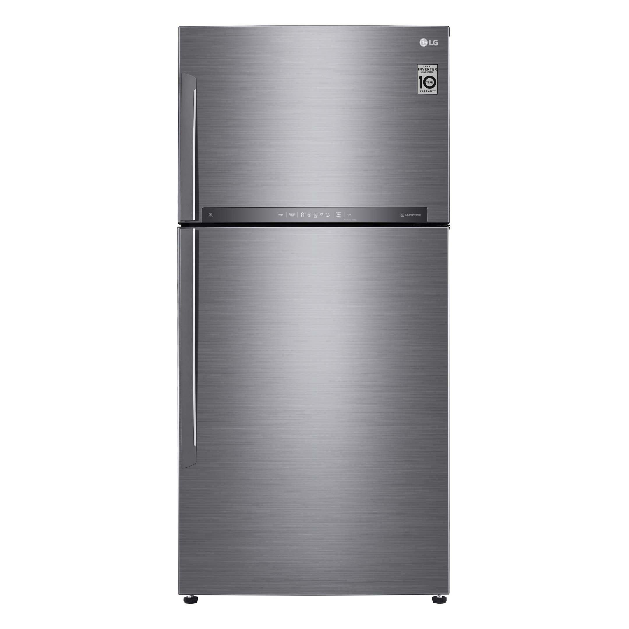 Buy LG Refrigerator 14.8Cu.ft, Freezer 6.1Cu.ft, ThinQ (wifi), Platinum Silver in Saudi Arabia