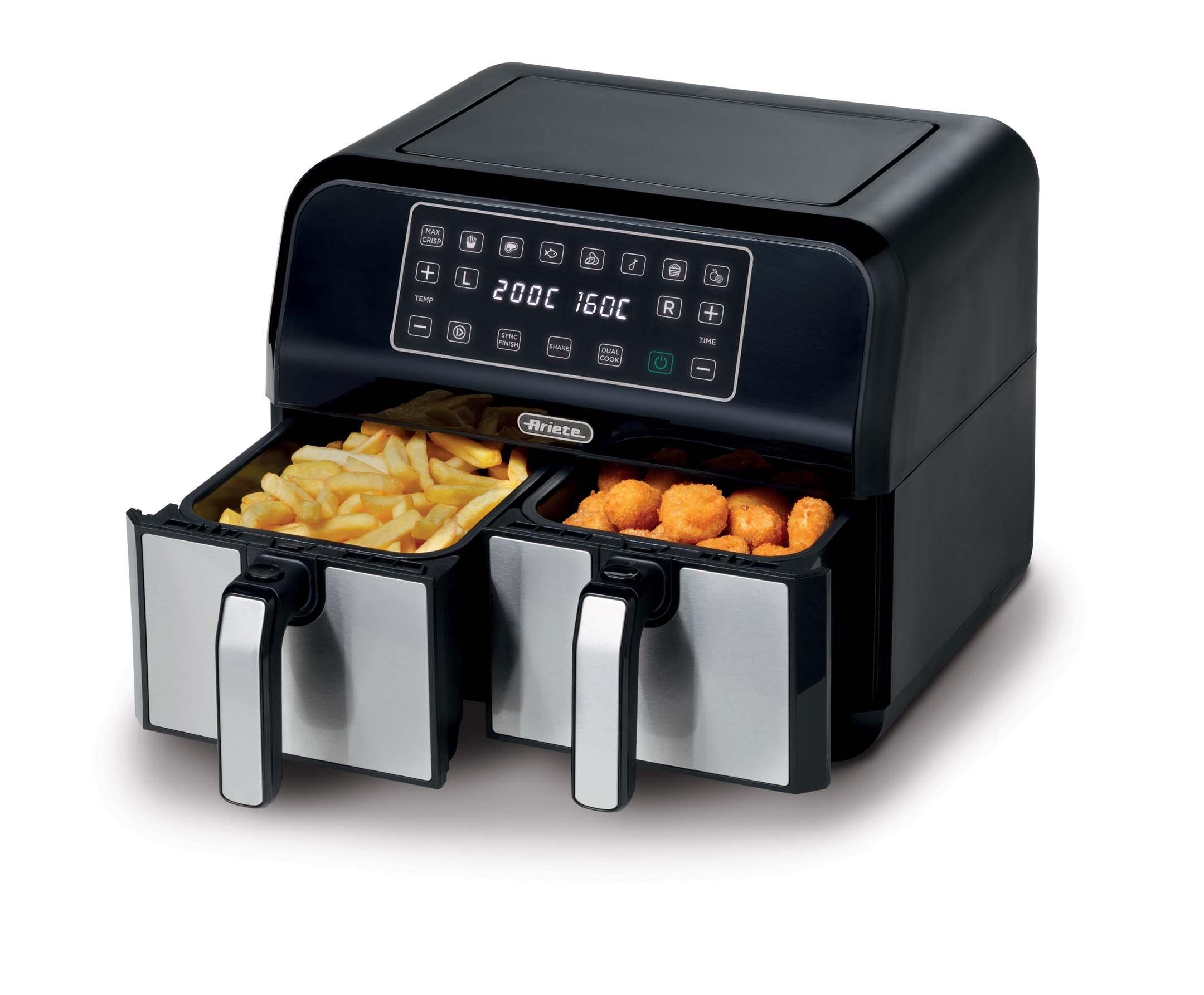 Ariete Dual Air Fryer 9L ,2100W, Stainless Steel