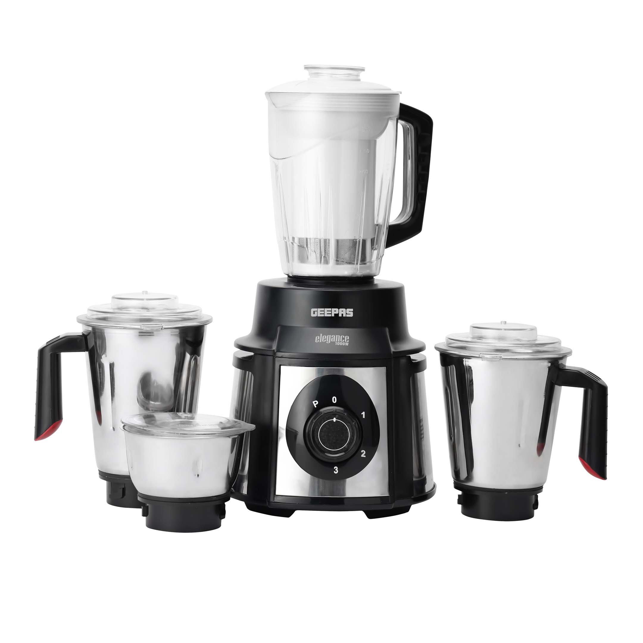 Geepas 1000W 5in1 Mixer Grinder, 3 Speeds, Black &Silver eXtra Oman