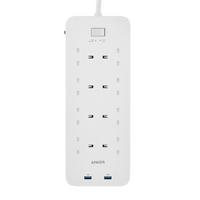 Anker 342 Power Extension Strip, 8 Sockets, 2 USB Ports 12W, 1.8m Cable, White