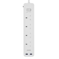 Anker 322 Power Extension Strip, 4 Sockets, 2 USB Ports 12W, 1.8m Cable, White'