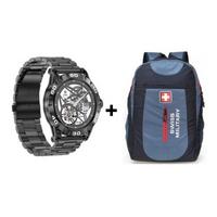 Swiss Military, Dom2 Smart Watch, 1.39 Inch, Gunmetal + 15.6Inch Backpack