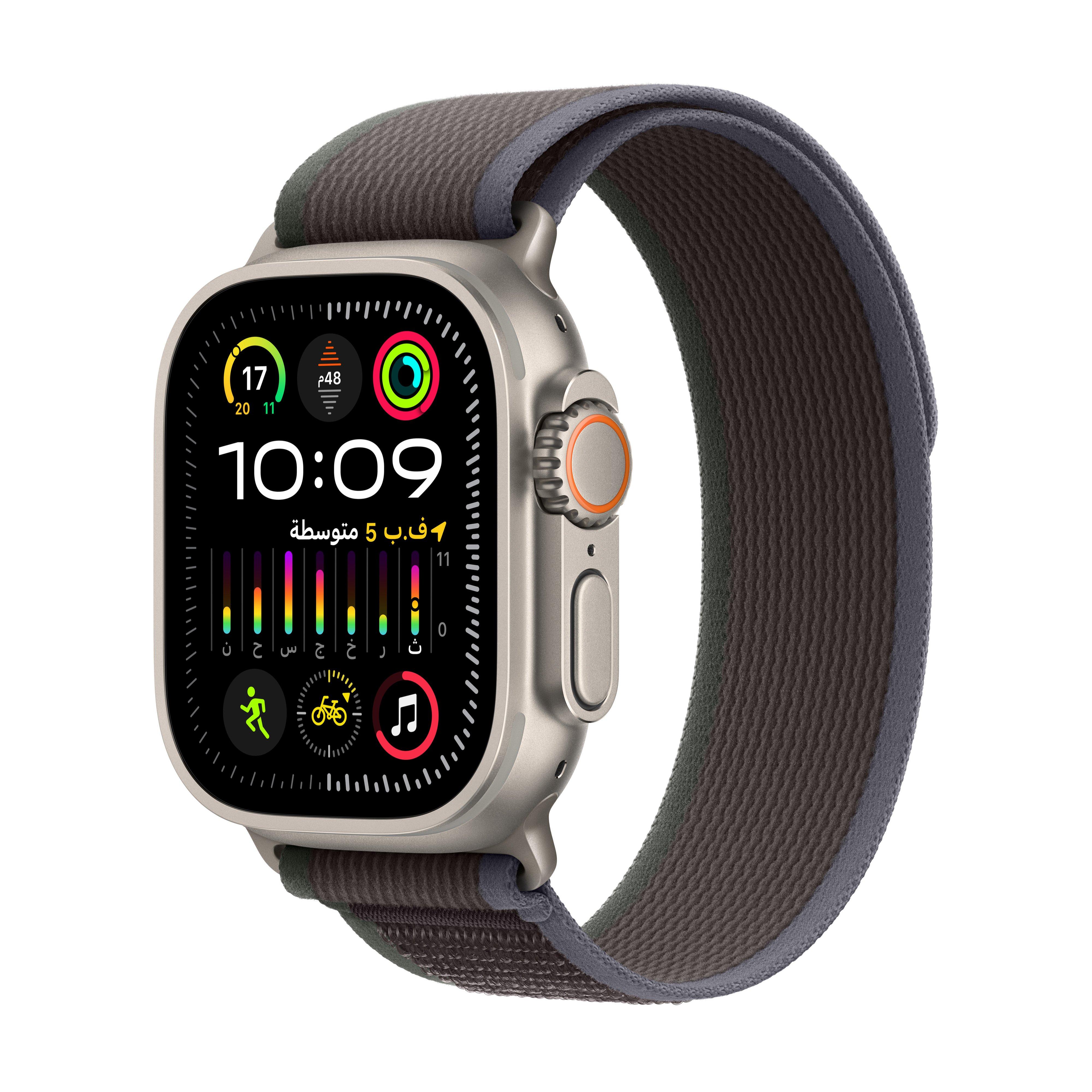 Buy Apple Watch Ultra 2 GPS + Cellular, 49mm Titanium Case with Blue/Black Trail Loop - M/L in Saudi Arabia