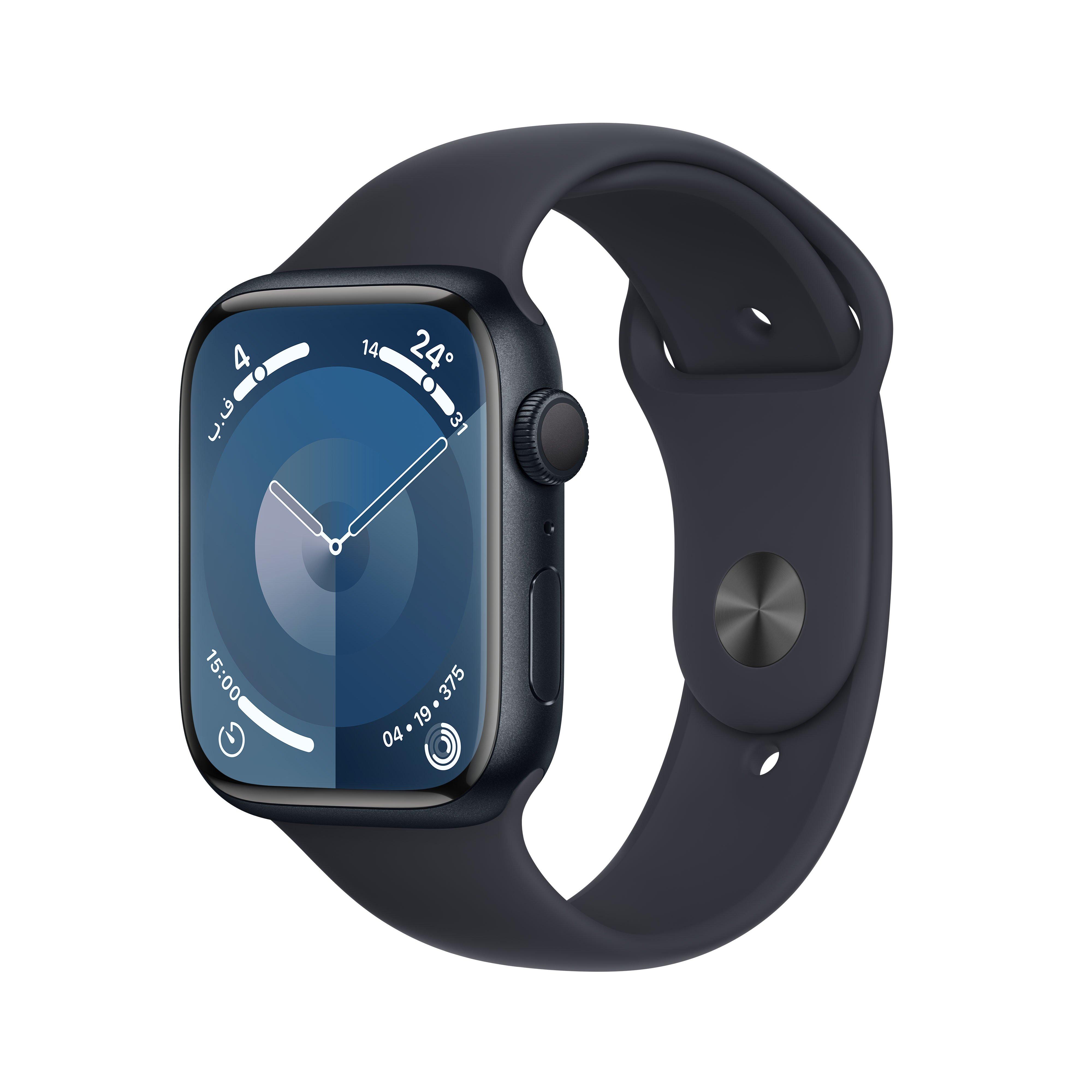 apple Apple Watch Series 9 MR993QA/A, Cellular: No, Color: Midnight, Compatibility: All Devices, Functions: SMART Watch, Made In: China, Memory Internal: 64GB, Operating System: WatchOS 10, Processor: S9 Chip, RAMSIZE: 1GB, Screen Size: 45MM-ML, Screen Size Inch: 1.77 INCH, Series Name: 9 Series, Touchscre
