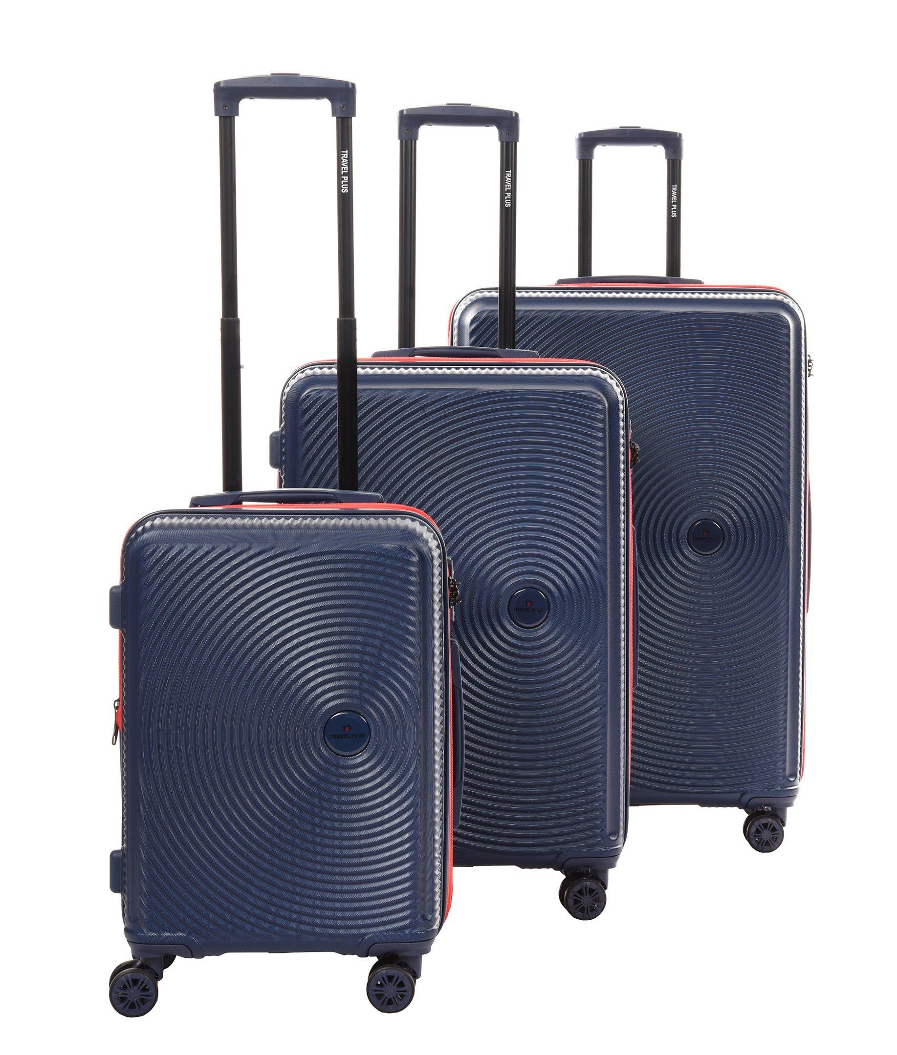 Travel Plus Set of 3Pcs Abs Luggage Trolley Case Size 20 26 30 Inch Blue eXtra