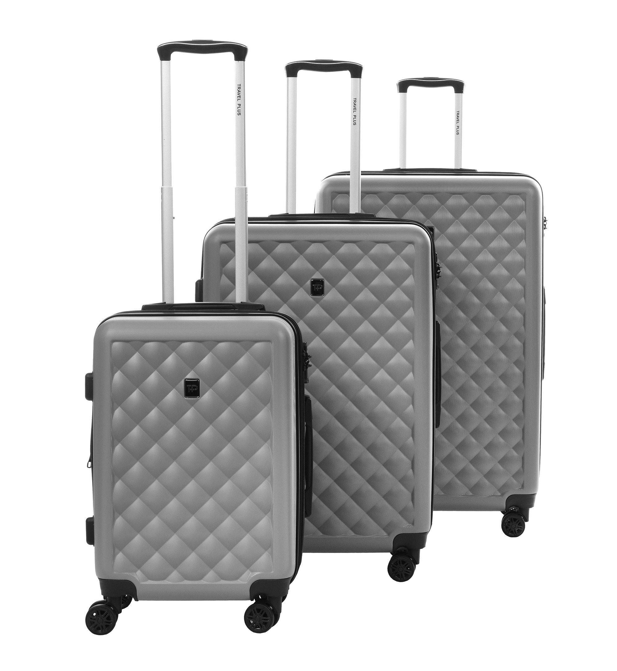 Travel Plus Set of 3Pcs Abs Luggage Trolley Case Size 20 26 30 Inch Grey eXtra