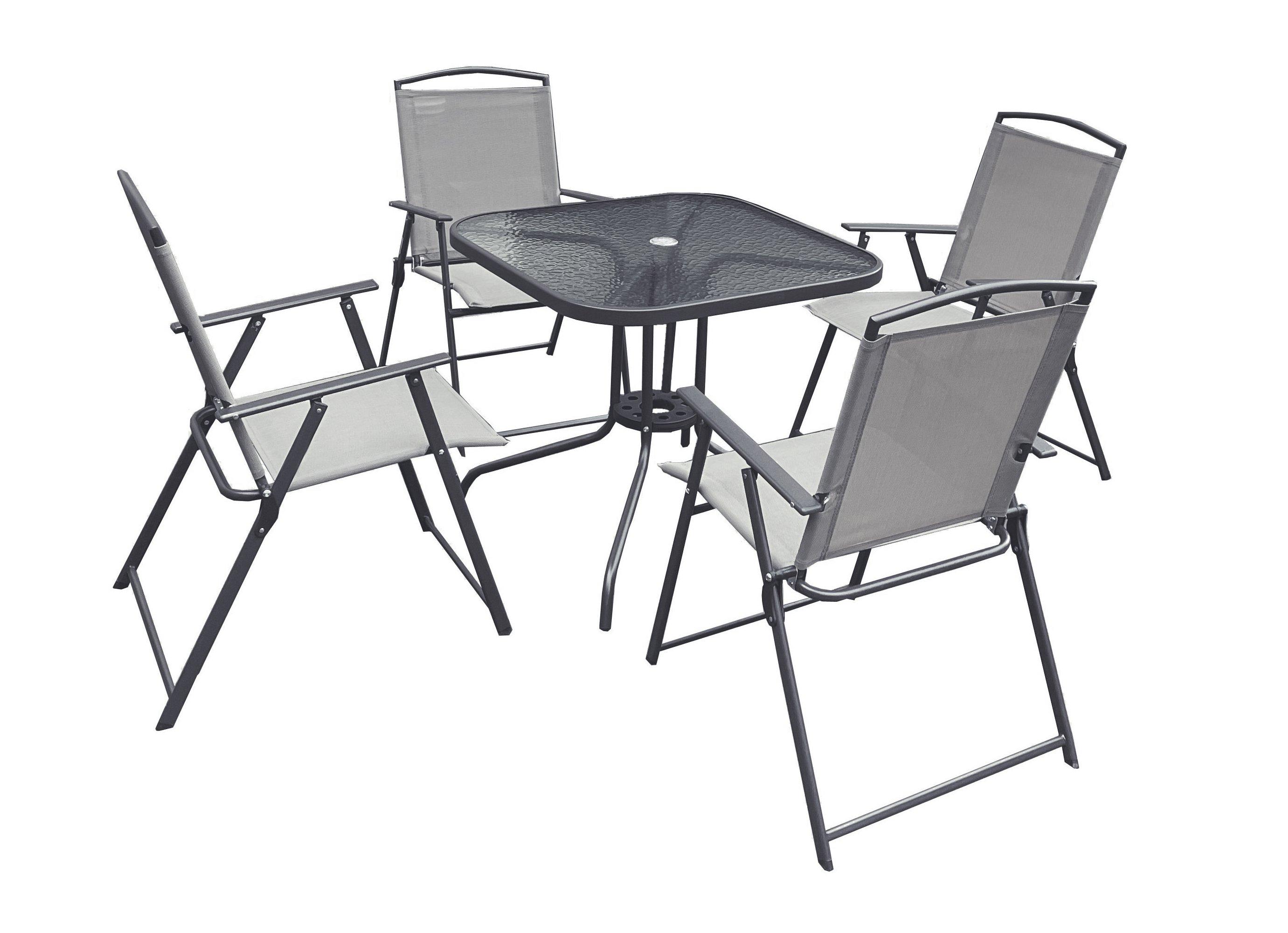 Buy Homez Vine, 5Pcs Outdoor Dining Set, 4 Chairs, 1 Table, 4 Seater, Grey in Saudi Arabia