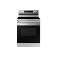 Samsung Electric Range, 4 Black Ceramic Hobs 1 Warming Zone, WiFi, Stainless Steel/Black