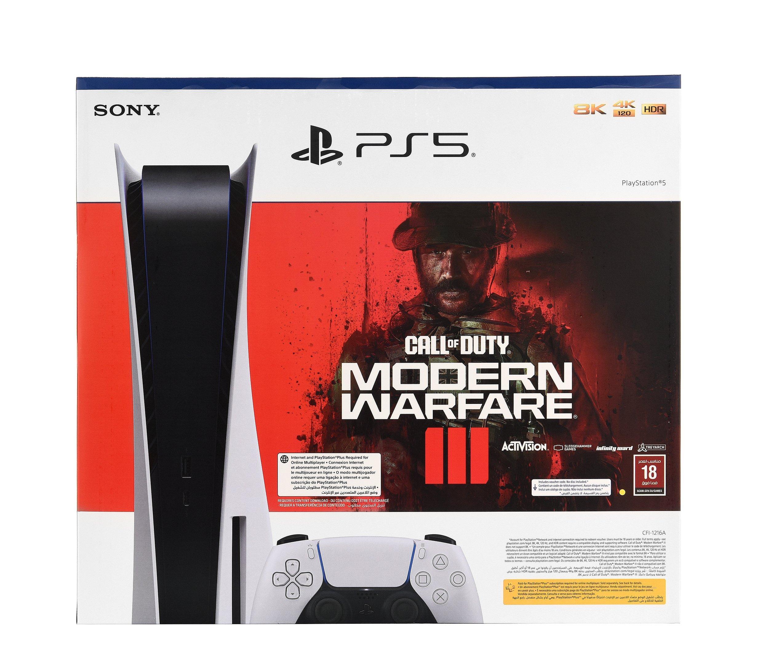 PlayStation 5 Blu-ray Console with Call of Duty Modern Warfare III Game  Voucher - PS5 - eXtra