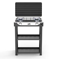 Power 2 Burners Gas Stove Stand, Auto Ignition, Black