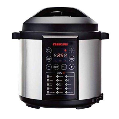 Nikai 6L Electric Pressure Cooker 1000W Digital Control Silver Black eXtra Oman