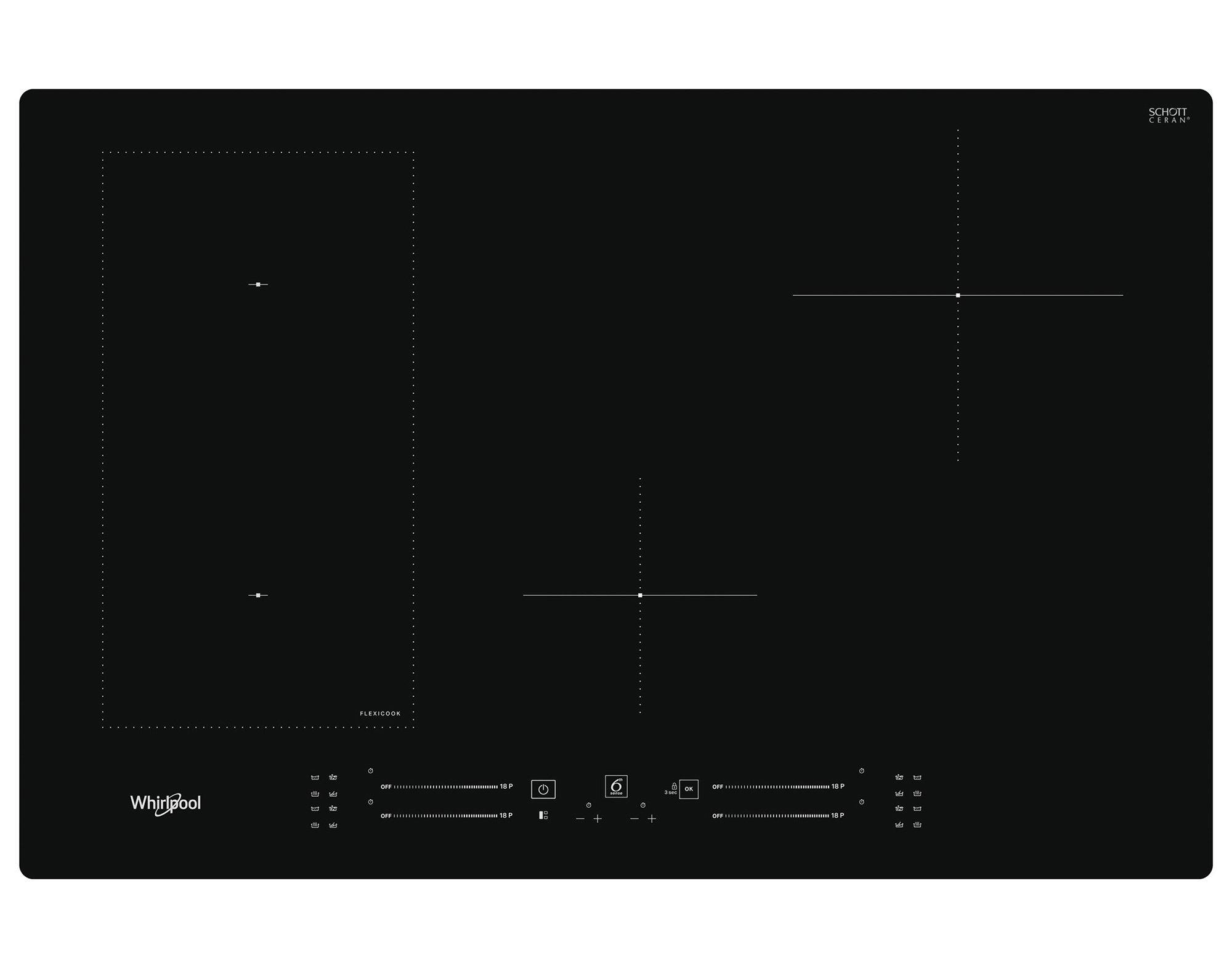 Whirlpool Electric Ceramic Built In 4 Hobs 77 Cm Induction 6th Sense