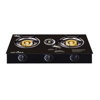 Optima 3 Burner Glass Top Gas Stove Black