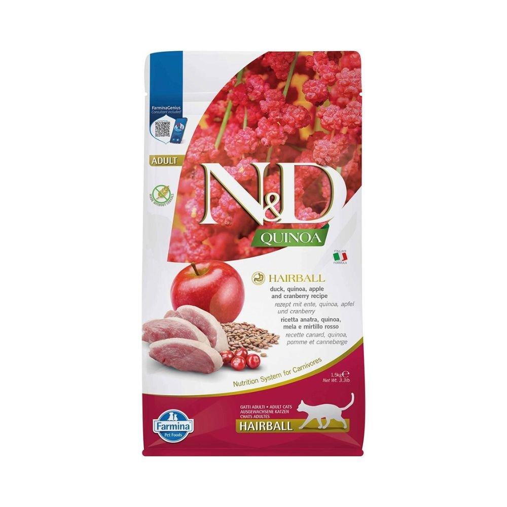 Farmina N D Quinoa Hairball Duck Adult Cat Dry Food 1.5 kg eXtra