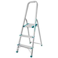 TOTAL, Aluminium Step Ladder 3 Steps, Max Load 150Kg, Step Size : 26*25*3Cm