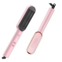 TYMO Ring Hair Straightening Brush, Fast Heat Up, 5 Temp Settings, 30 Minutes Auto-Off, Pink