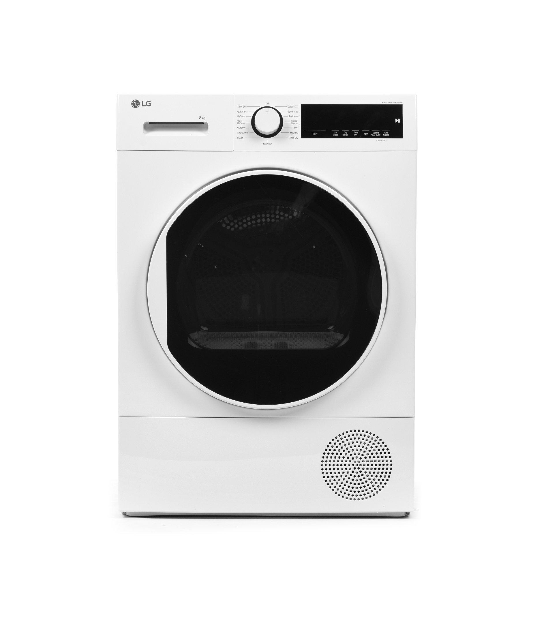 Buy LG Front Load Heat Pump Dryer, 8kg, Condenser, Digital Display, White in Saudi Arabia