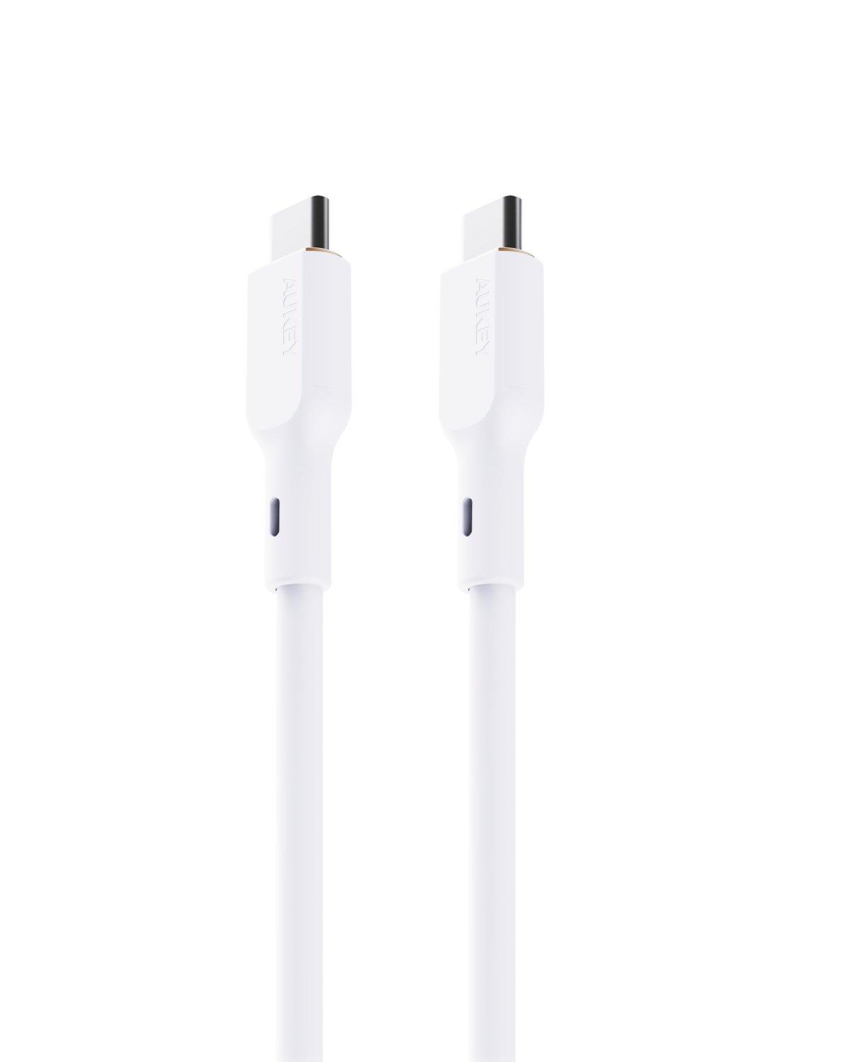 AUKEY Silicone Type C to Type C Cable, 1.8M, White