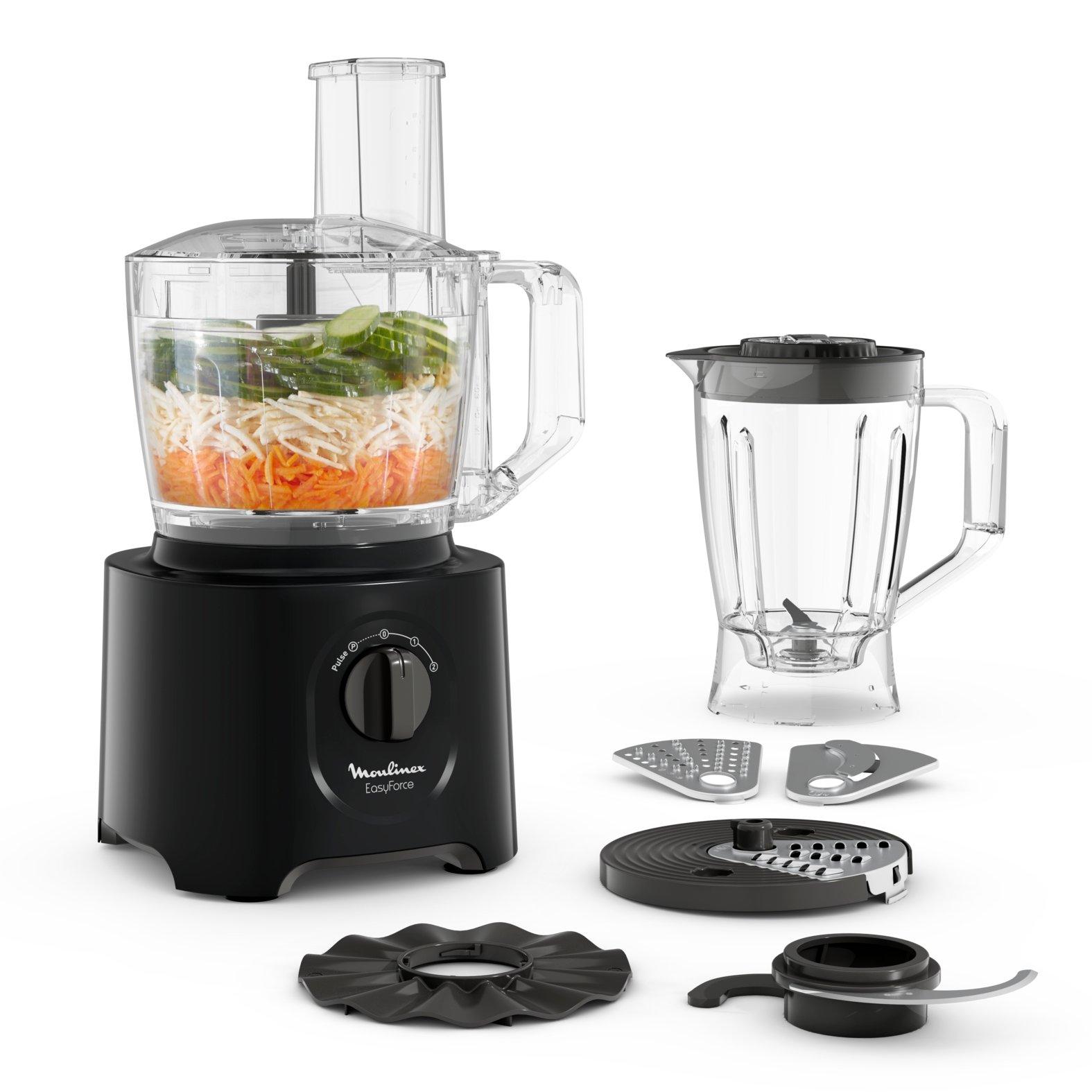Moulinex Easy Force Food Processor, 6 Attachments, 25 Functions,2.4L,800W, Black