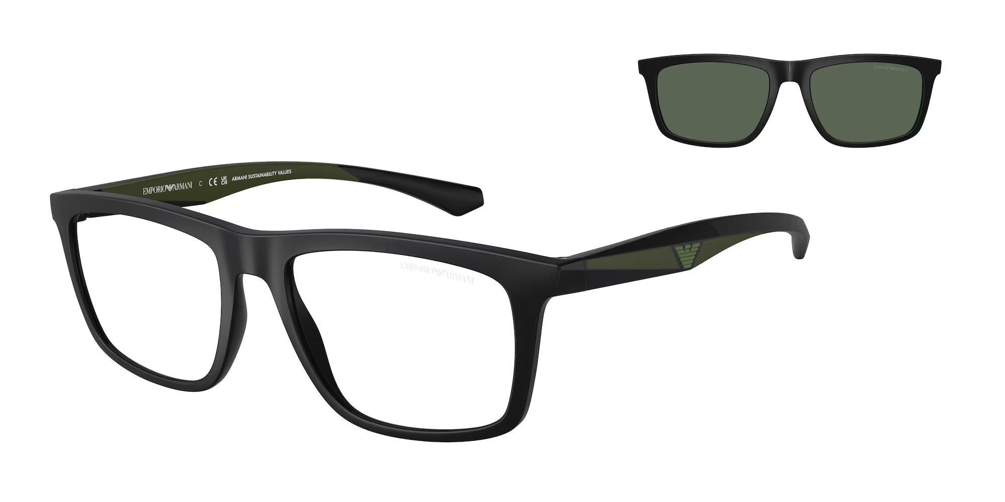 Emporio Armani , Sunglasses, Clip On , Man, Matte Black - eXtra