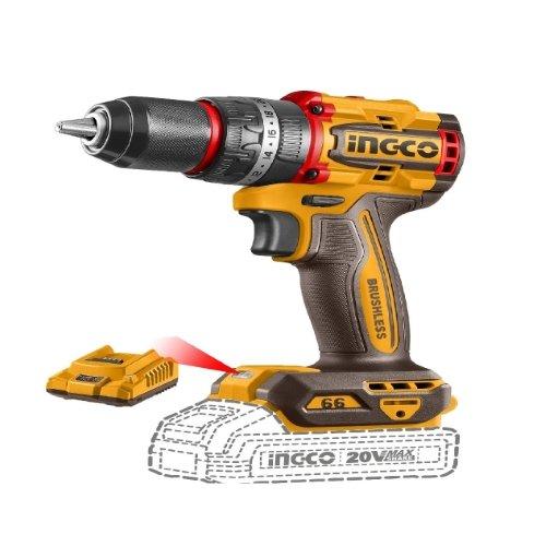 INGCO CIDLI20668 Compact Brushless Cordless Impact Drill, Metal