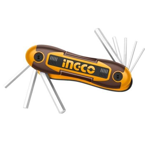Ingco HHK14081 Pocket Hex Key, Cr-V Metarial, Yellow & Black