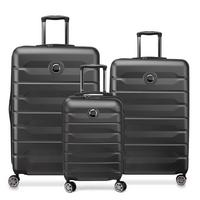 DELSEY, Air Armour 4 Double Wheels Hard Trolley 3pcs Luggage , Size 22/26.7/31 Inch, Black