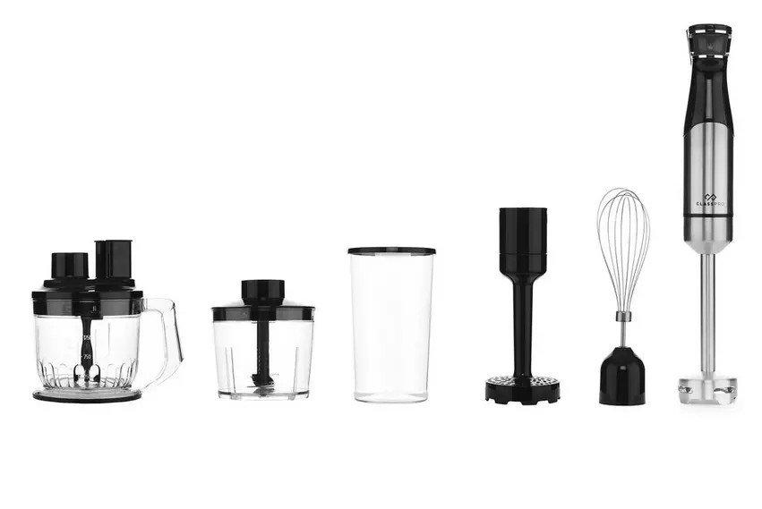 classpro Classpro Hand Blender Set cphb-1000f 500 ml 1000W CPHB-1000F, Capacity: 500 ML, Color: Black, Dishwasher Safe: Meat grinding jar, measuring cup, whisk, Functions: Press type stepless variable button, Made In: China, Material: Plastic, Power: 1000W, Timer: No, Capacity (Ltr): Not Applicable, Wattage: 1000W, measuring jar, choper