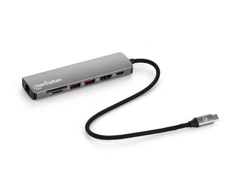 مانهاتن، محول، 7 في 1، فائق الوضوح، 10 جيجابت في الثانية، فضي
