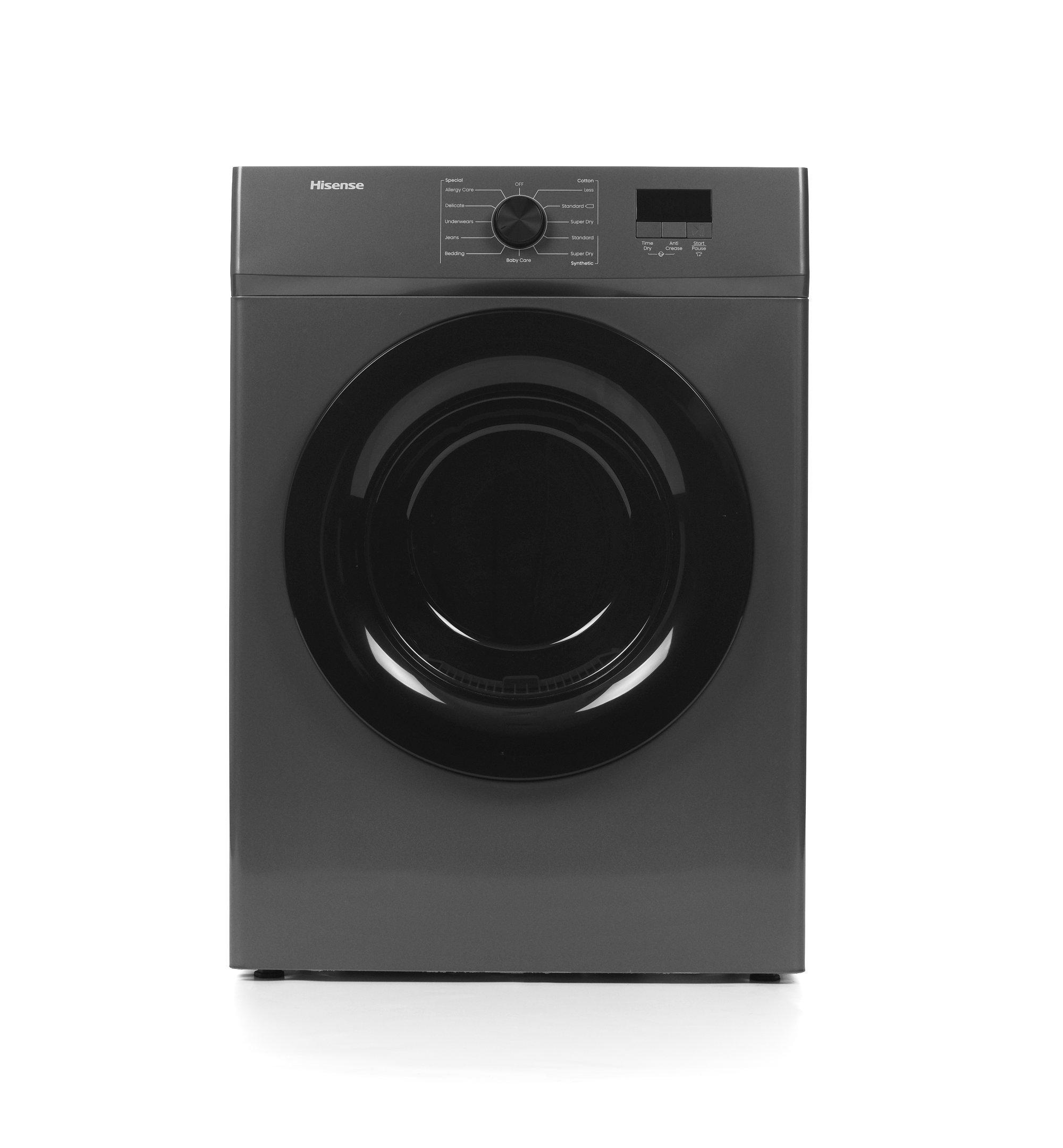 hisense Hisense DV1w750ut6 DV1W750UT6, Color: Titanium Gray, Energy Efficiency Class: F, Made In: China, Product Type: Clothes Dryer, Voltage: 220-230 V 60HZ, Drying Capacity: 7.5KG, Drying Technology: Air Vented, Energy Consumption per Year: Not Applicable, LED, HISENSE, Front Loading, 55.5 cm, 12, No, 60