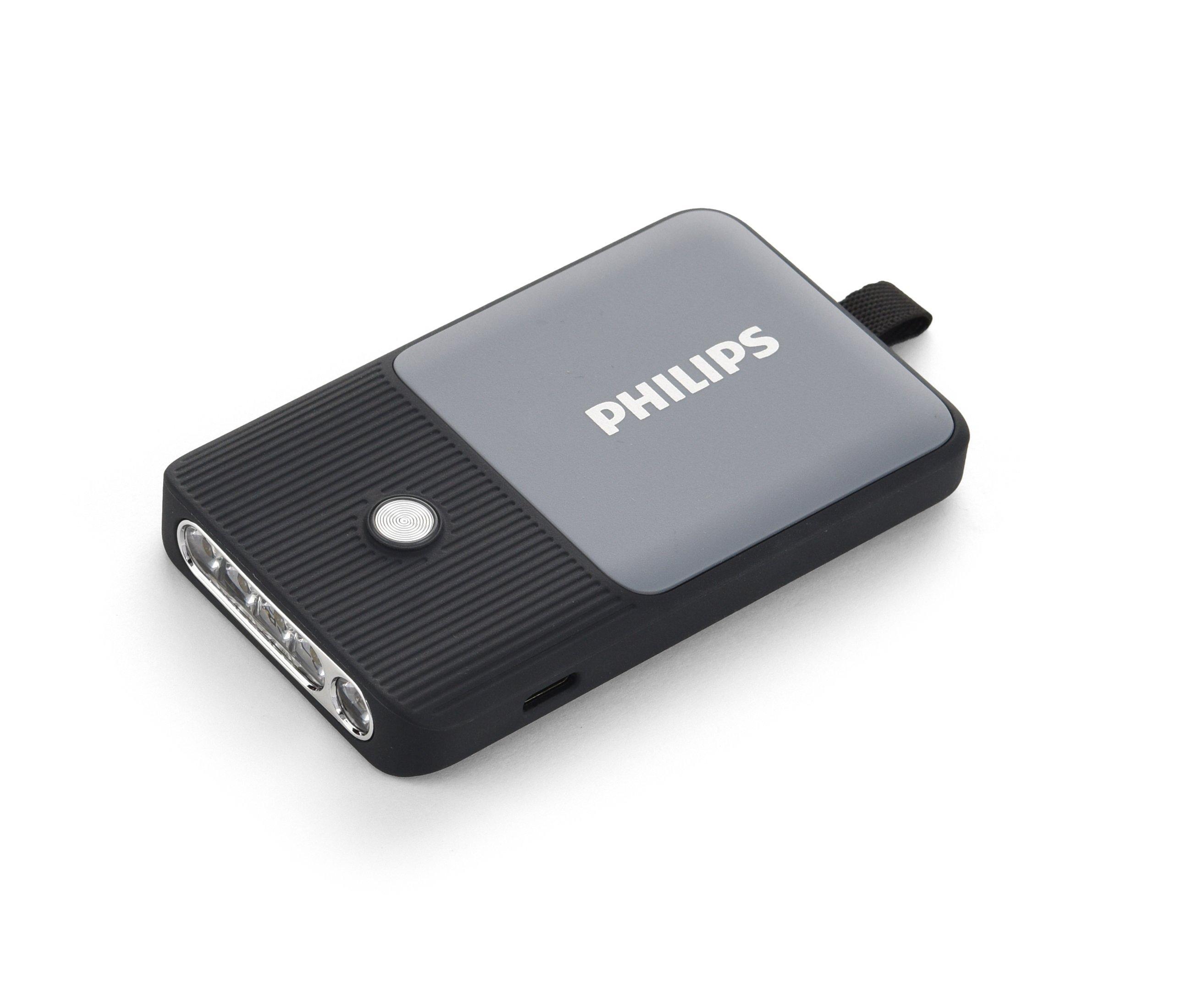 PHILIPS, Multi-Functional Rechargeable Pocket Flashlight, 350LM, Silver ...