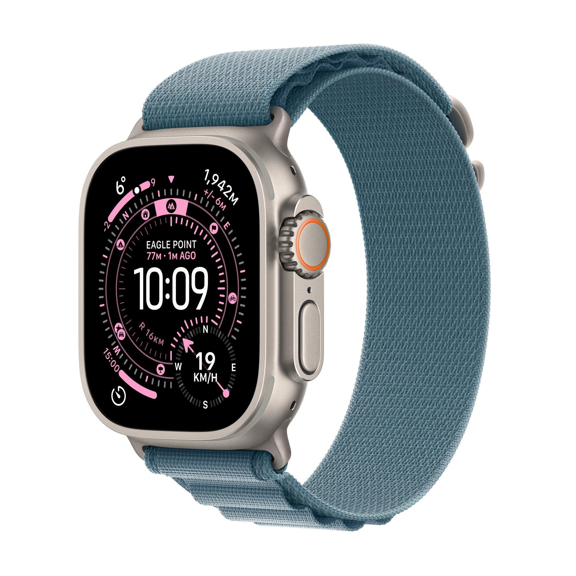 Apple Watch Ultra 3 GPS + Cellular 49mm Natural Titanium Case with Light Blue Al