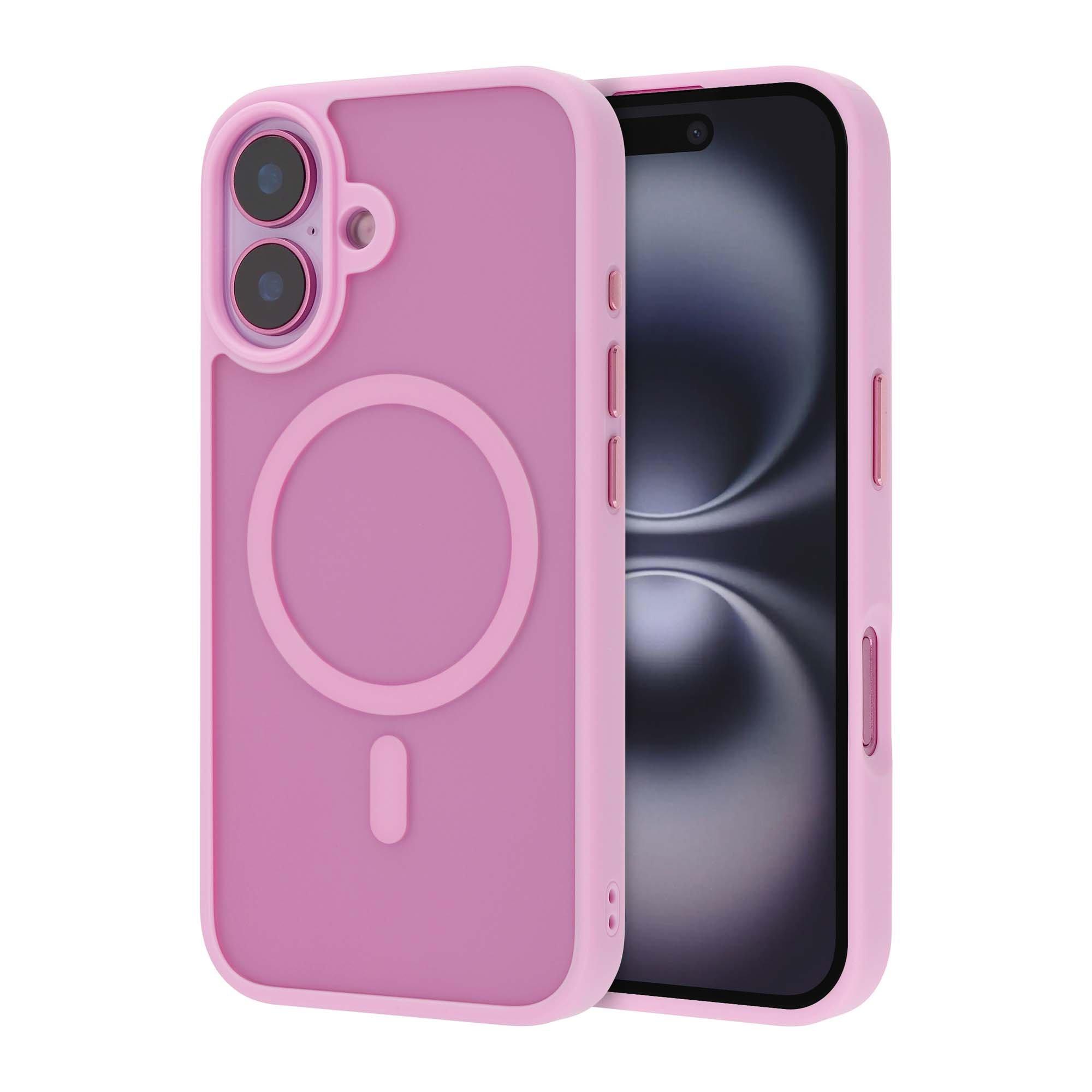 Infinyty iPhone 16 Frosted Soft Touch Case Gleam Pink