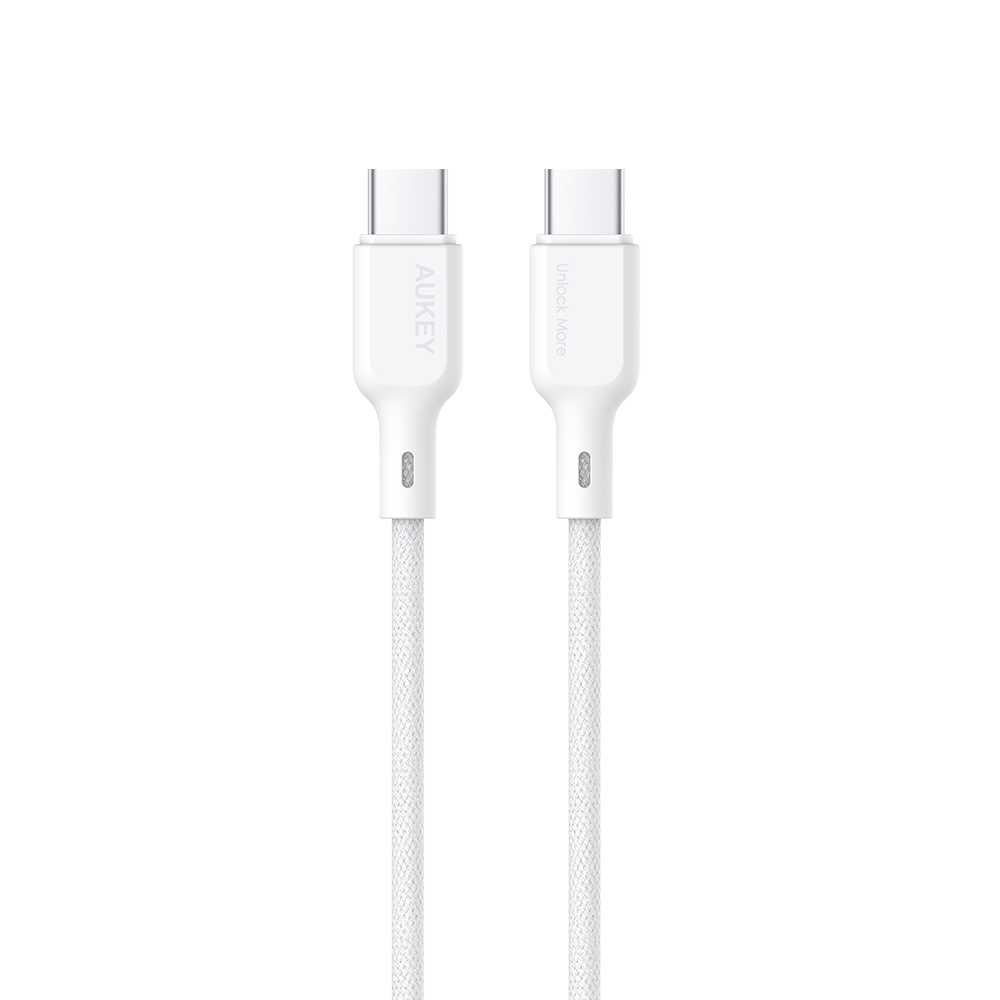 أوكي أوكي كابل USB-C إلى USB-C مضفر من النايلون بطول 1.8 متر أبيض CB-DCC064-WH