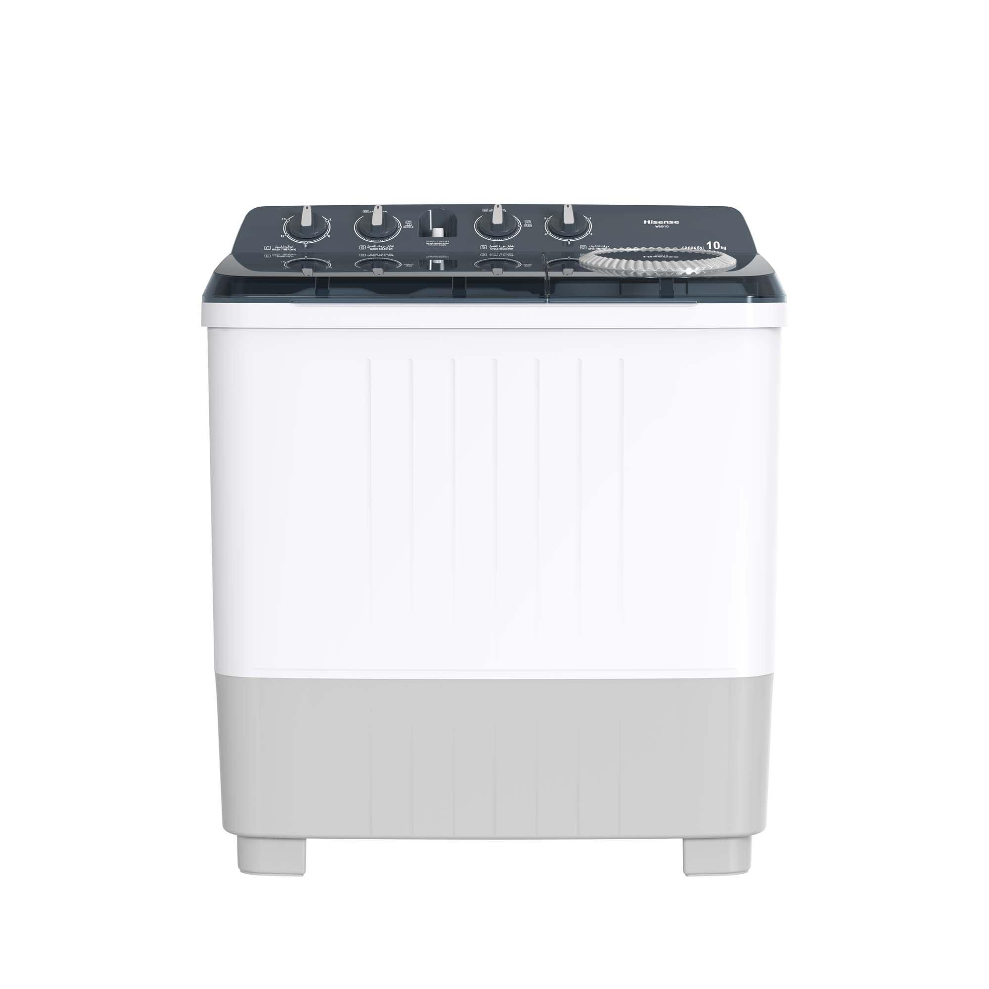 hisense Hisense WSG10 10 kg WSG10, Color: White, Energy Efficiency Class: E, Features: Washer, Made In: China, Product Type: Washing Machine Twin Tub, Voltage: 220-230 V 60HZ, Inverter Motor: No, Washing Capacity: 10 Kg, 60 Hz, 49 cm, Top Loading, Knob, Semi Automatic, Twin Tub, 1250 rpm, 85.5 CM, Normal; M