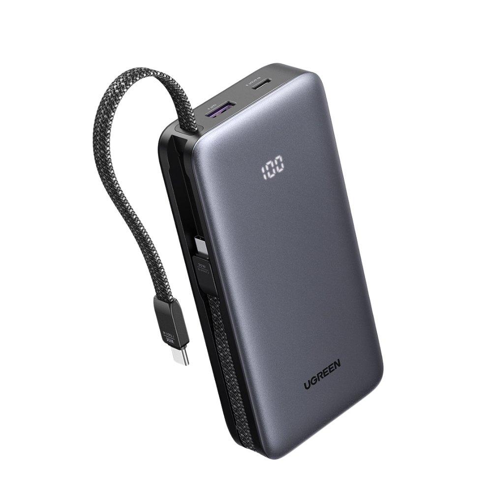 Ugreen UGREEN Power Bank usb-c PD30w Built In Cable 55985B, Battery Size MAH: 2000mAh, Color: Gray, Compatibility: All, Made In: China, Number of USB Inputs: 3x USB-C, Made in: China, 12.98 cm, 4.5 hours, 7.34 cm, No, 15.6 cm, No, No, 0.48 Kg