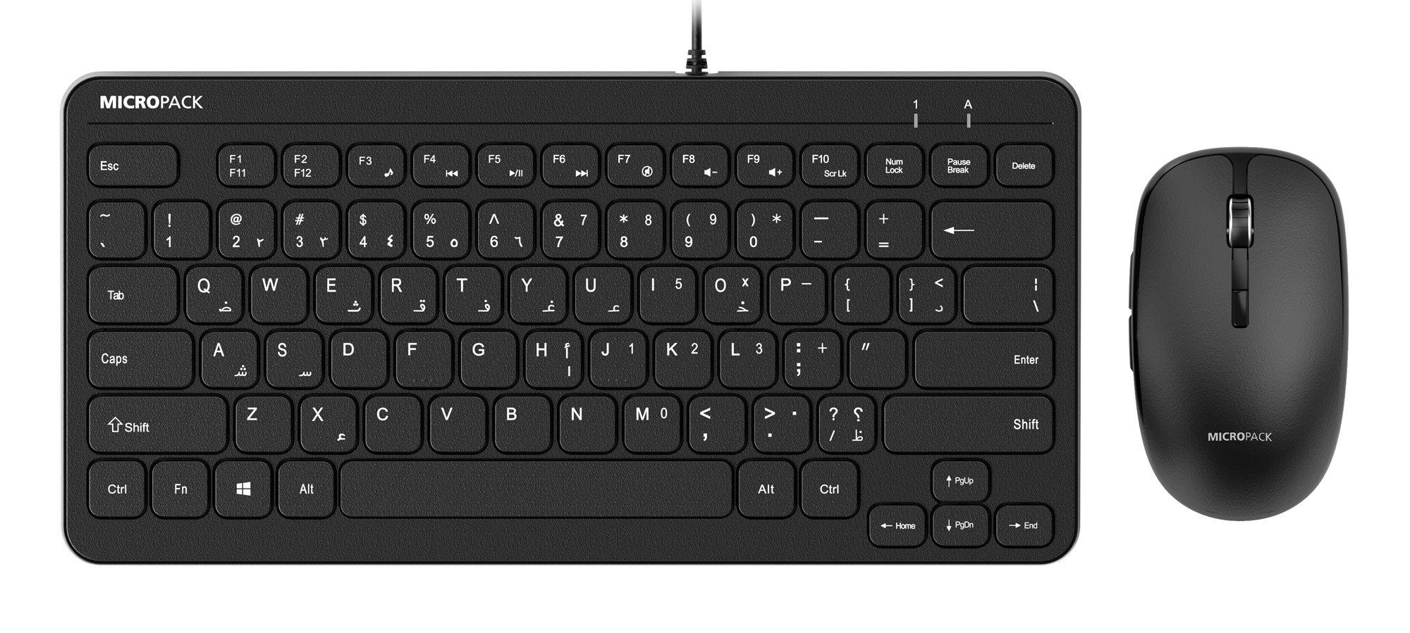 Micropack, Slim Wireless Combo Keyboard and Mouse, 1600 DPI, Black - eXtra