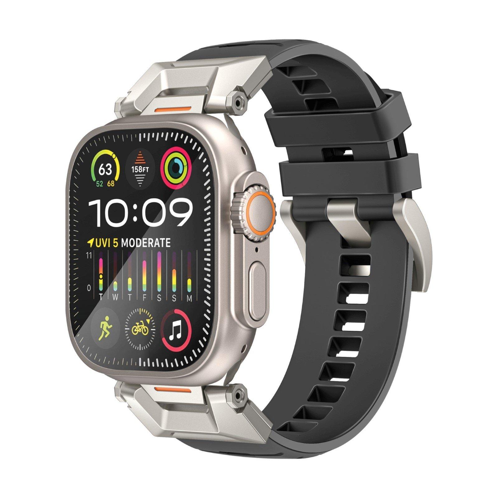 PROMATE Adjustable Apple Watch Band with High-Grade SUS 304 Stainless-Steel Connectors and Buckle, Scratch-Resistant Rubber Strap, Universal Compatibility, Multi-Hole Strap and Corrosion, SilicaBand-Pro