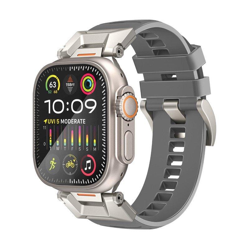 Promate Adjustable Apple Watch Band with High-Grade SUS 304 Stainless-Steel Connectors and Buckle, Scratch-Resistant Rubber Strap, Universal Compatibility, Multi-Hole Strap and Corrosion, SilicaBand-Pro