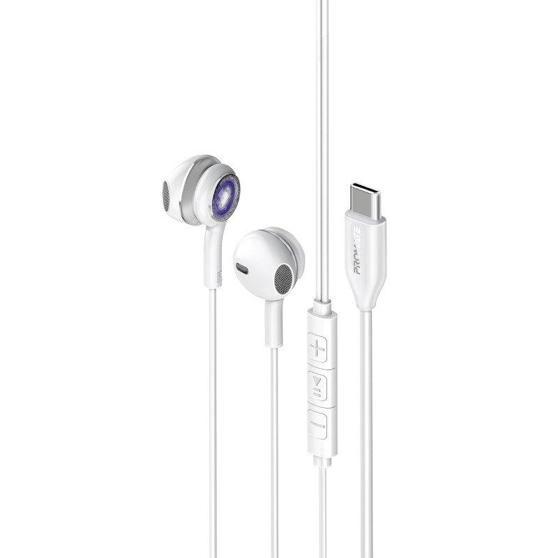 سماعات أذن بروميت مع موصل USB-C ، سماعات أذن سلكية شفافة داخل الأذن USB-C HD مع مصابيح RGB وميكروفون ووظيفة الاتصال والتحكم في مستوى الصوت المضمن لأجهزة iPhone و iPad Air و Galaxy و LumiBuds-C