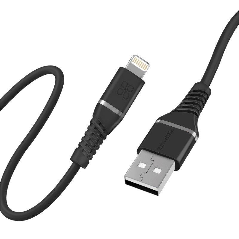 كابل بروميت USB-A إلى لايتنينج ، مزامنة بيانات USB-A فائقة السرعة 2.4 أمبير لشاحن لايتنينج لأجهزة iPhone 13 و iPad و AirPods Pro و PowerLine-Ai120 أسود
