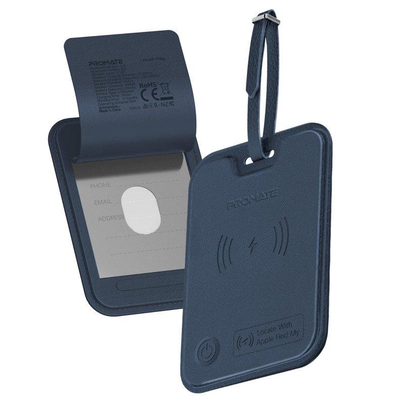 علامة أمتعة ذكية من الجلد من بروميت مضادة للفقدان مع خاصية تتبع Apple Find My Tracker، وحماية RFID، وشحن لاسلكي، وتنبيه 90 ديسيبل، وبطارية تدوم 6 أشهر، وتصميم نحيف ومتين، وبلوتوث 5.2 لأجهزة Apple فقط — صورة 1