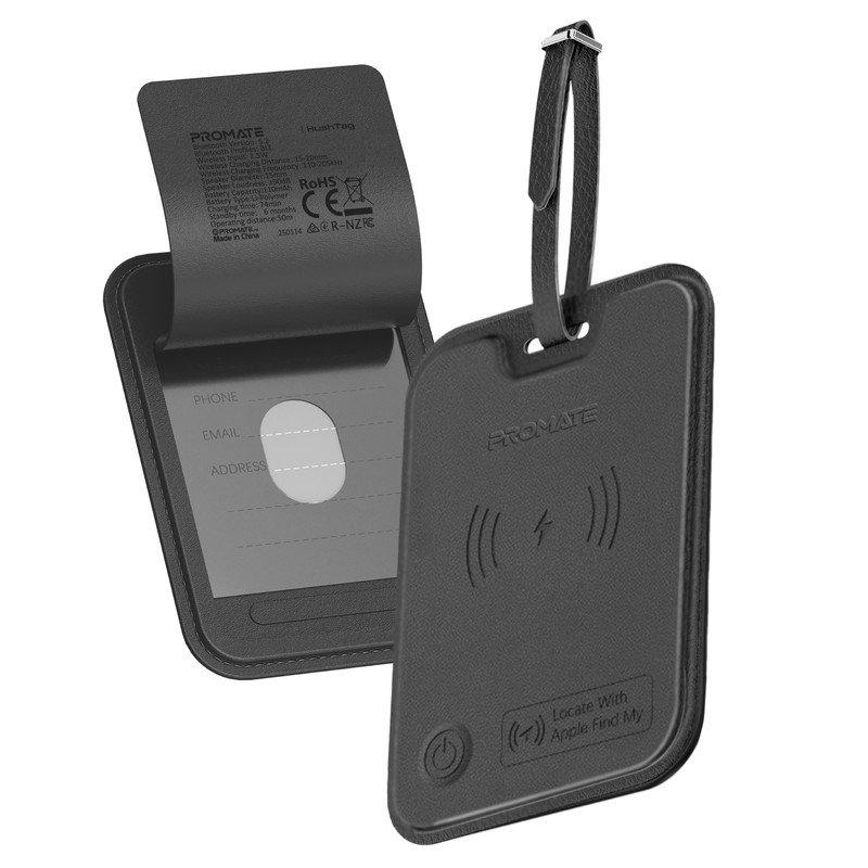 علامة أمتعة ذكية من الجلد من بروميت مضادة للفقدان مع خاصية تتبع Apple Find My Tracker، وحماية RFID، وشحن لاسلكي، وتنبيه 90 ديسيبل، وبطارية تدوم 6 أشهر، وتصميم نحيف ومتين، وبلوتوث 5.2 لأجهزة Apple فقط — صورة 1