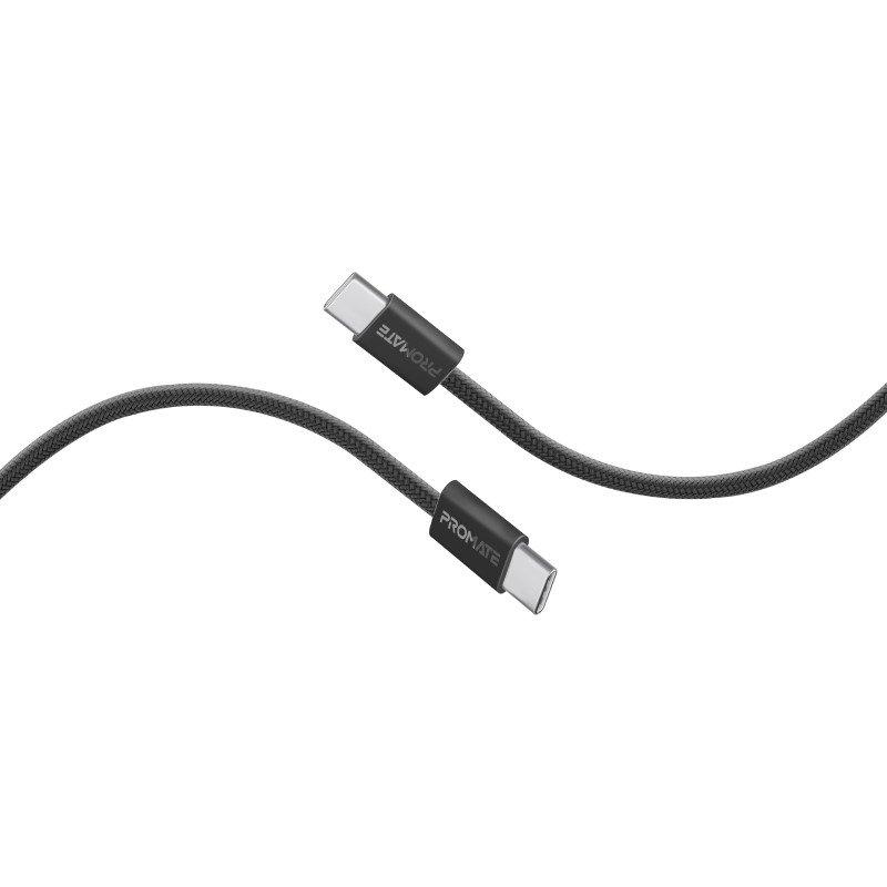 Promate USB-C Charging Cable, Powerful Sync Charge Type-C Cable with 60W Fast Power Delivery, 480Mbps Data Transfer and 120cm Tangle-Free Nylon Braided Cord, EcoLine-CC120