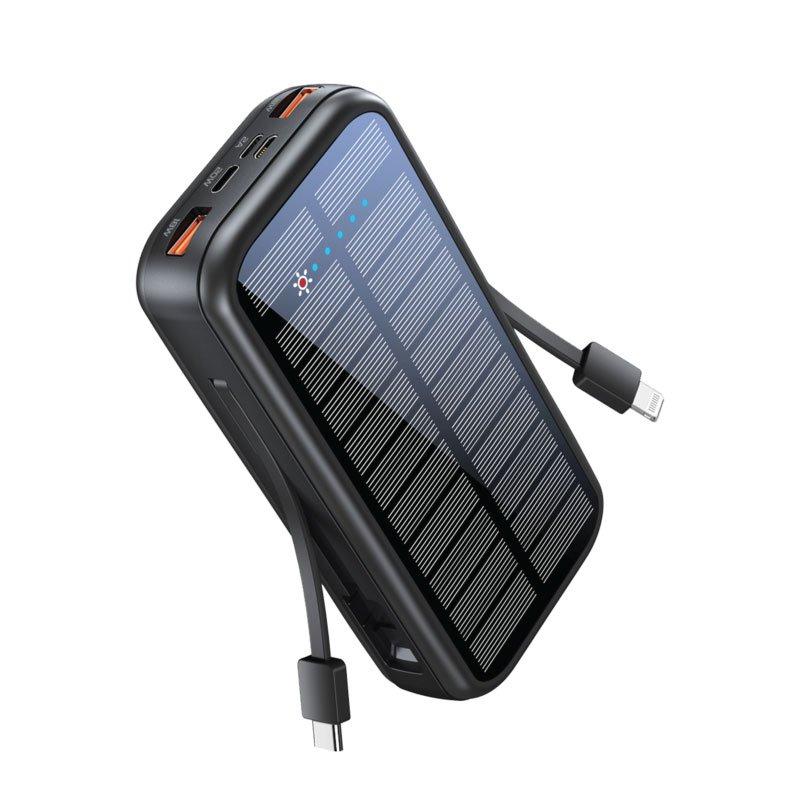 promate Promate Solar Power Bank black 20000mah , Color: Black, Material: ABS Plastic, Charging Type: Fast Charging, 20000, USB-C, Yes, 2 Years