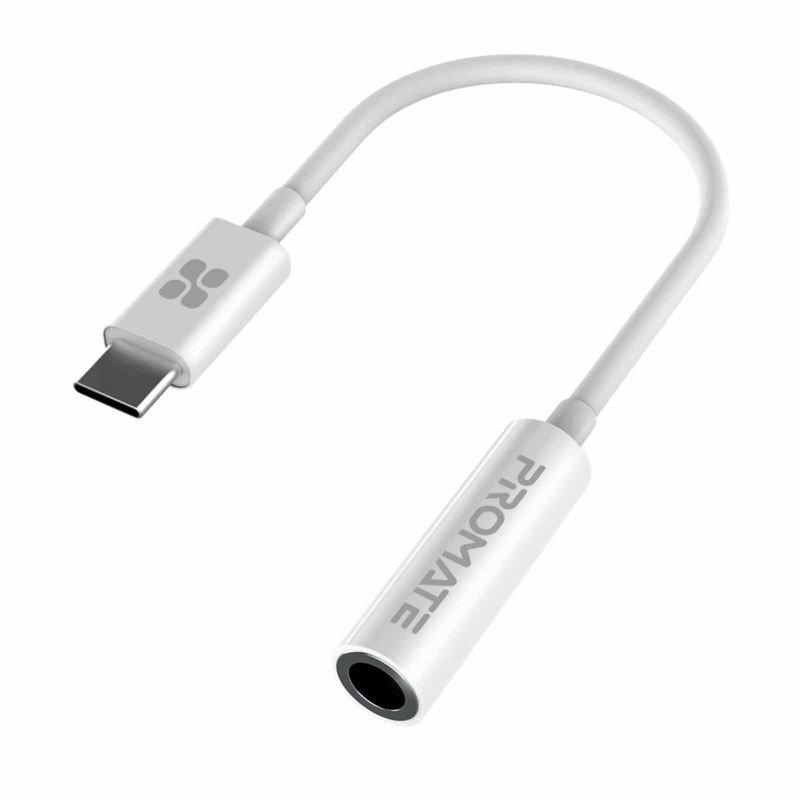 محول Promate USB-C™ إلى 3.5 مم ، محول كابل موصل ميكروفون ستيريو ديناميكي USB من النوع C™ إلى 3.5 مم Aux مع صوت عالي الدقة لأجهزة UBC-C والموسيقى والمكالمات — صورة 1