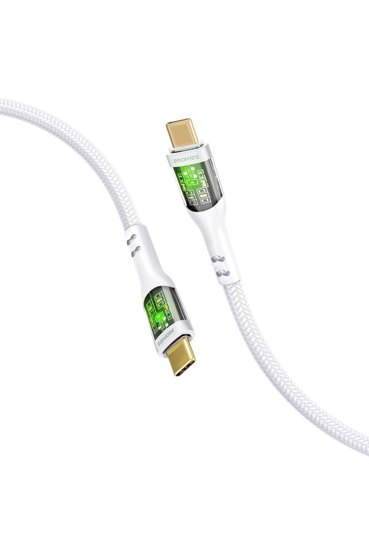 promate Promate transline-cc nylon usbc , Color: White, Material: Nylon, Charging Type: Wired, USB-C, Yes, 60, 2 Years